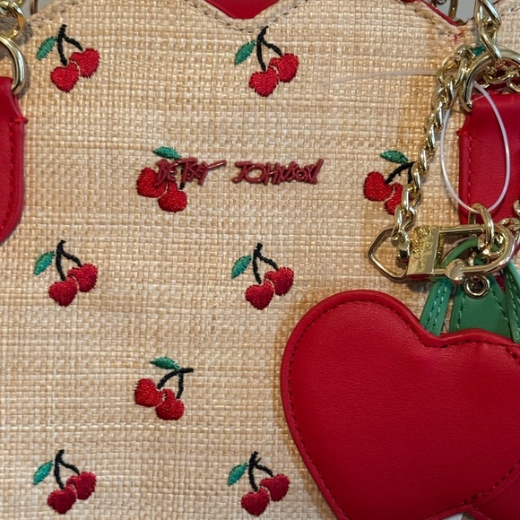 Betsey Johnson Cherry Print Tote Bag with Red Accents New - Picture 3 of 8